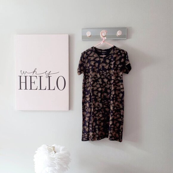 NWT Brunette the Label leopard print cotton t-shirt dress, S/M - Picture 5 of 7